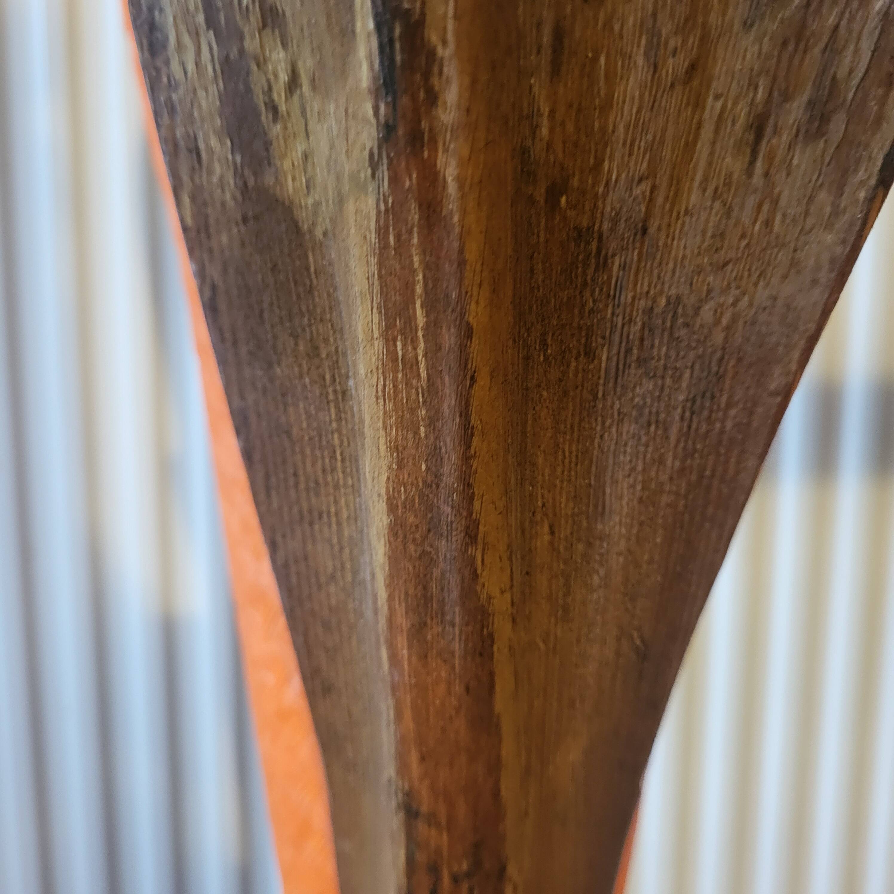 Vintage flame table lamp in palm wood, 1980s
