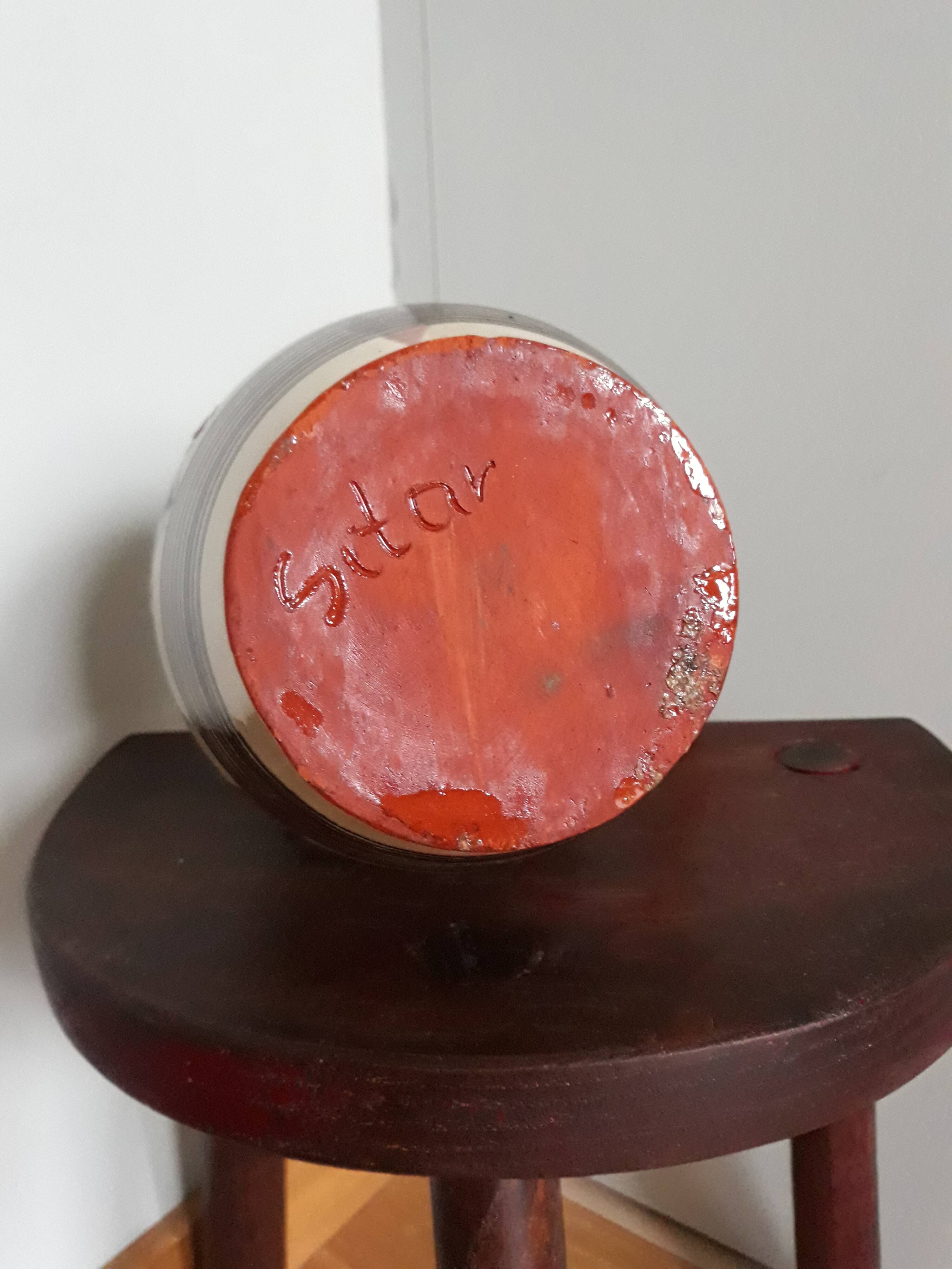 Pitcher vase signed Sitar glazed ceramic origin Romanian origin
