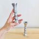 Pair of vintage cast aluminum candle holders