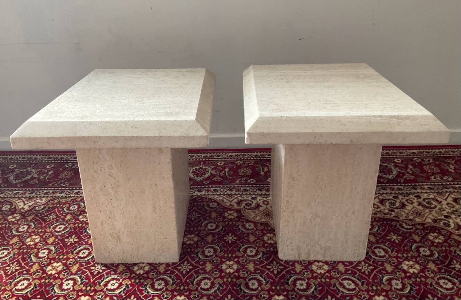 Duo of vintage travertine coffee tables and side tables