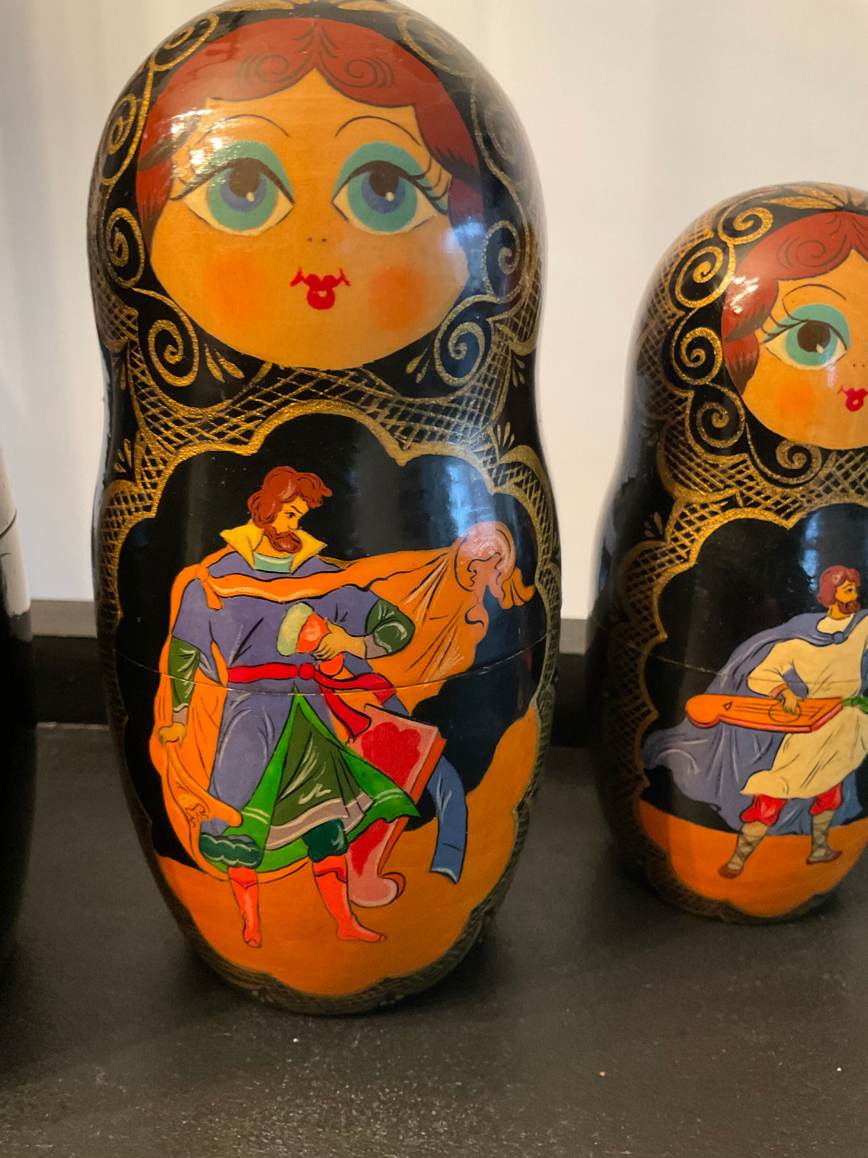 Series of 10 old Russian Matryoshka dolls