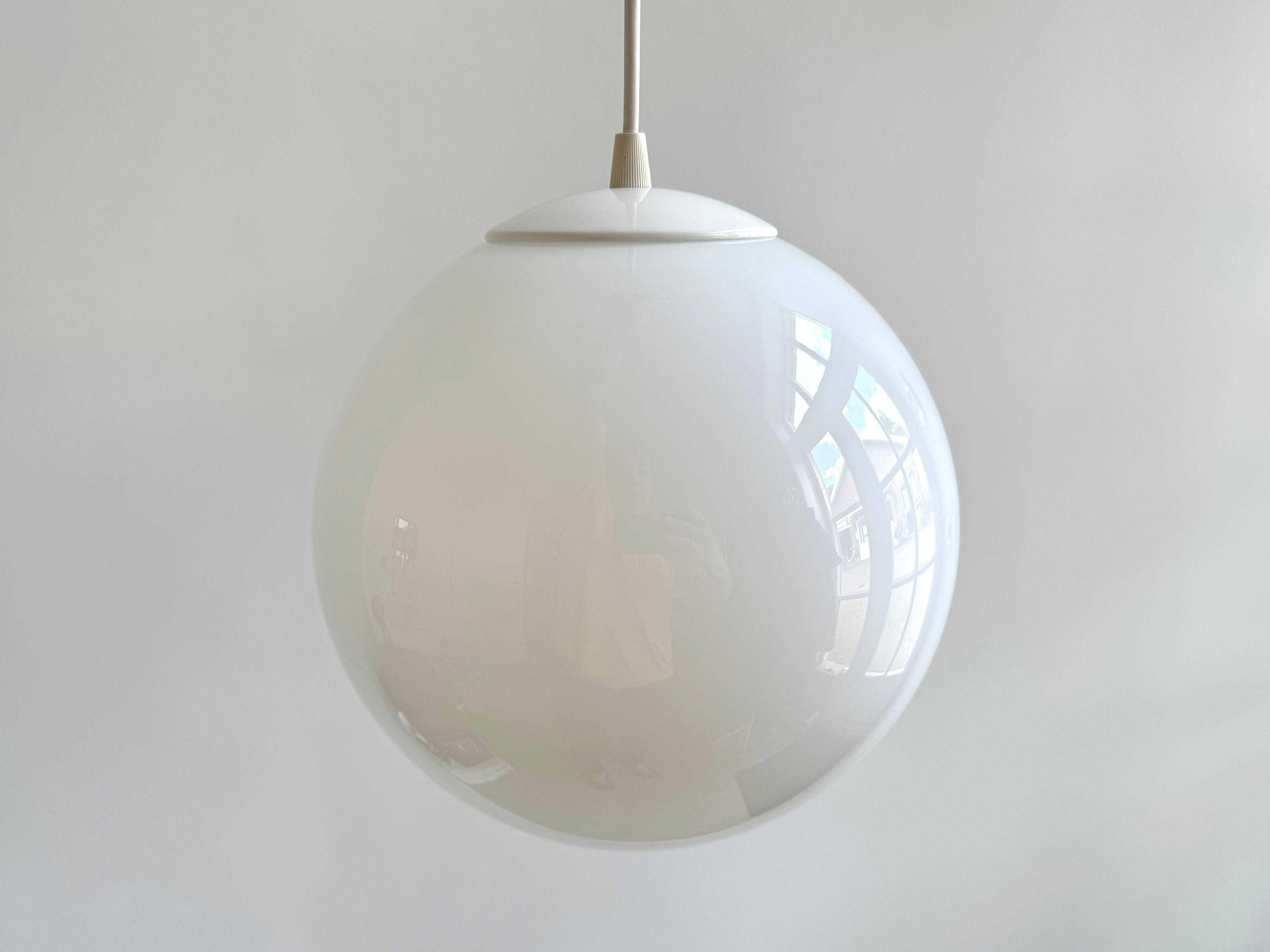 Vintage milk glass globe hanging lamp