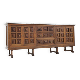 Spanish Brutalist Sideboard solid wood and marble