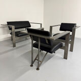 Salon brutaliste fauteuils simili métal design Karl Friedrich Forster