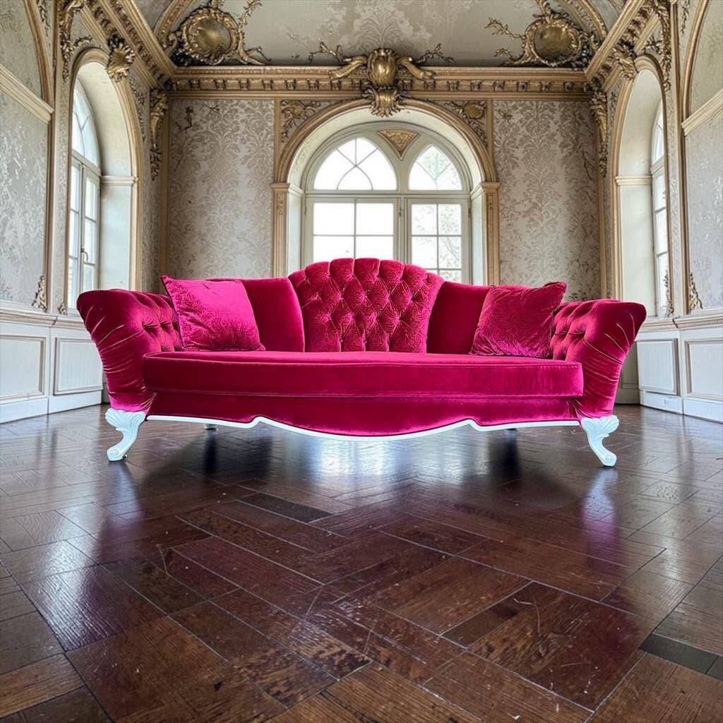 XL vintage fuchsia baroque armchair/sofa
