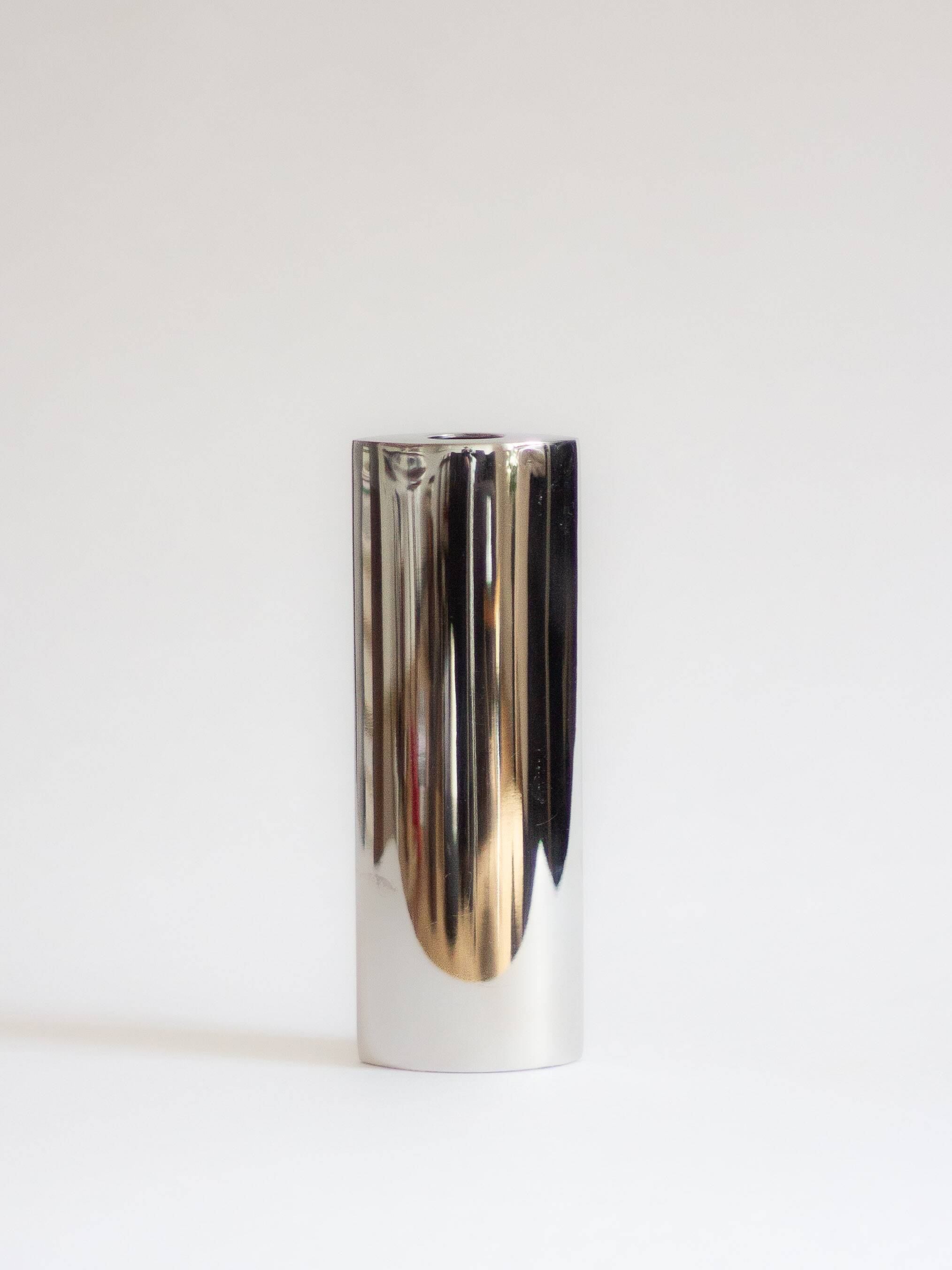 Chrome-plated metal bud vase, 1980s