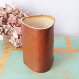 Vase with triangular section in sandstone signed