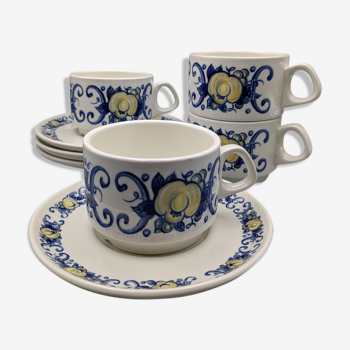 set 4 coffee cups with saucers Villeroy and Boch Clacquesin