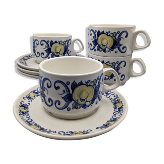 set 4 coffee cups with saucers Villeroy and Boch Clacquesin