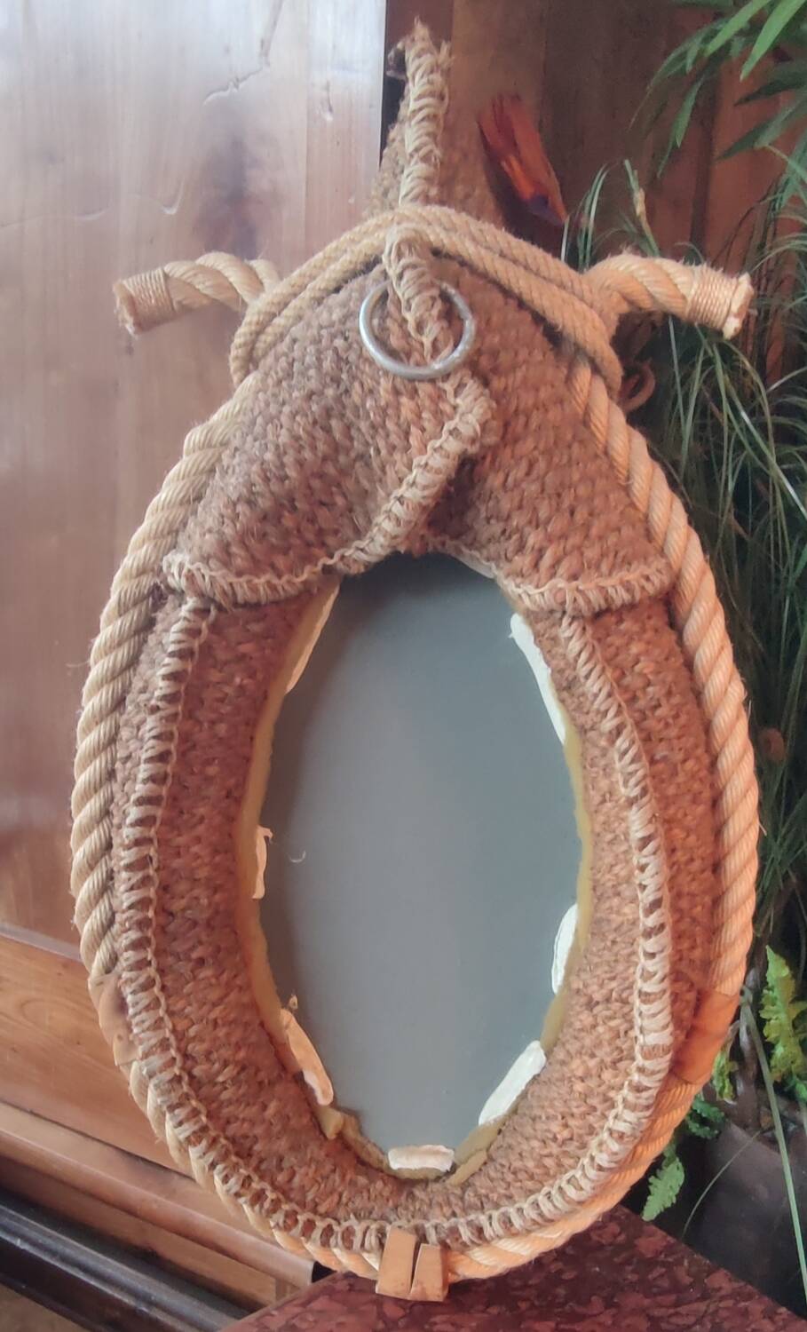 Mirror Shaped hemp rope horse necklace