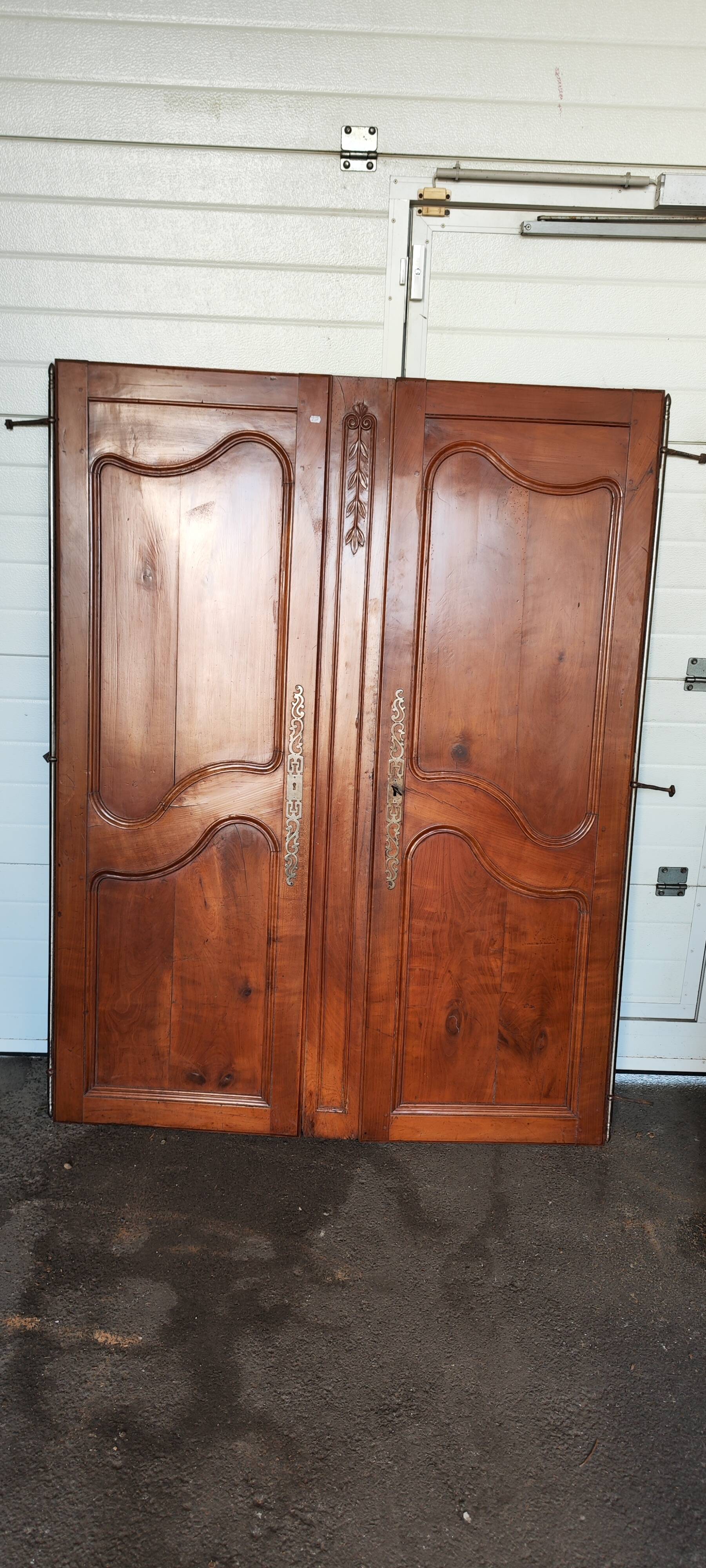 Old pair of walnut doors cabinet front
