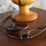 Lampe bois et marqueterie vintage
