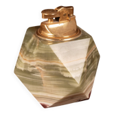 Briquet de table en onyx vert géométrique italien et laiton, 1970