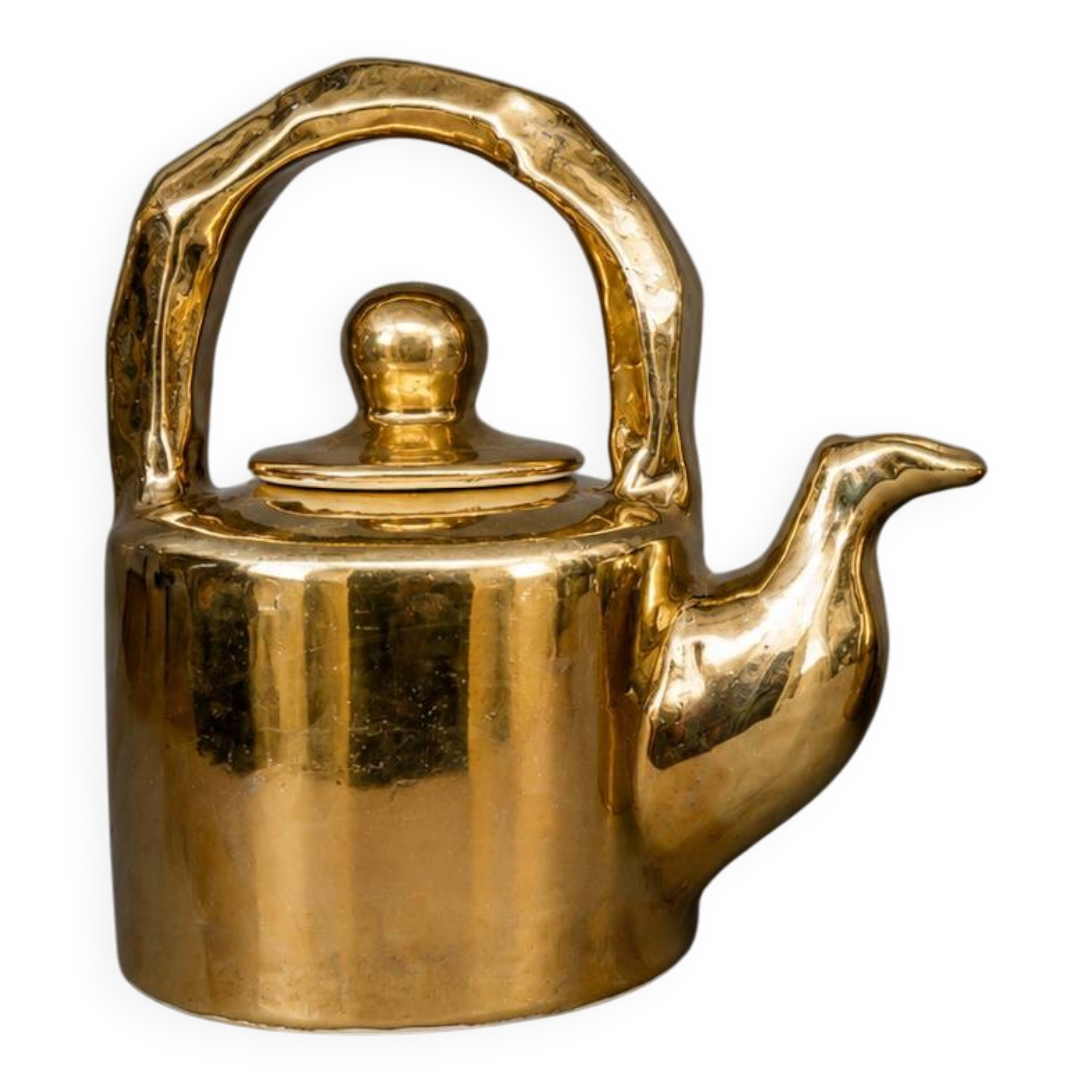 Golden ceramic teapot, model "Charlotte" by Kühn Keramik.