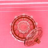 Sugar pot in worked pink glass