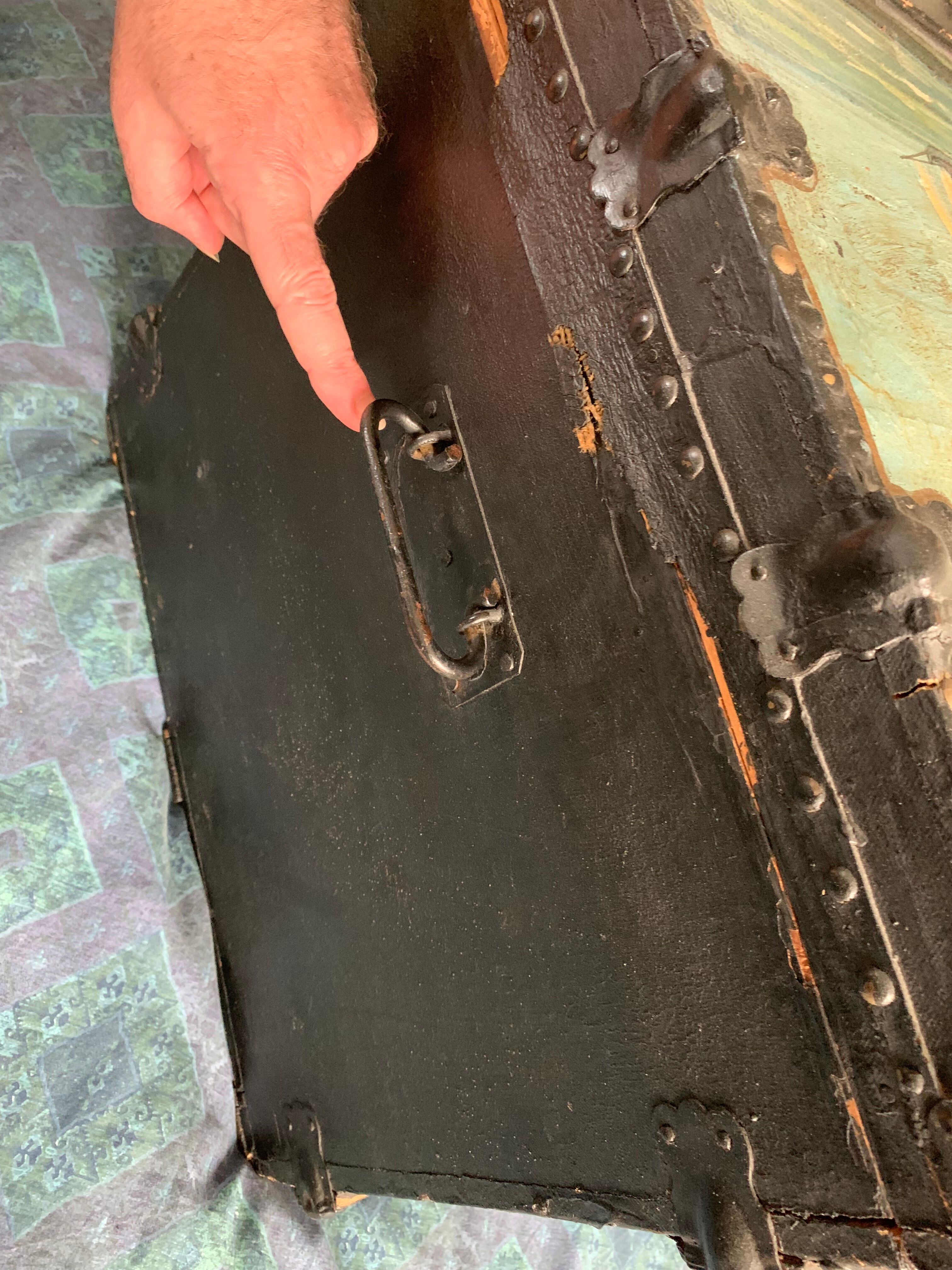 Antique painted English naval chest