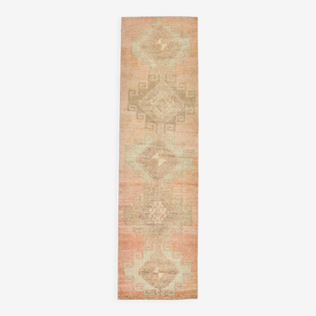 3x10 brown tones vintage runner rug, 86x308cm