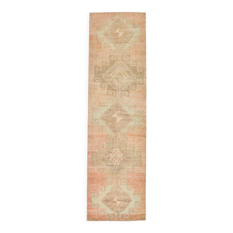 3x10 brown tones vintage runner rug, 86x308cm