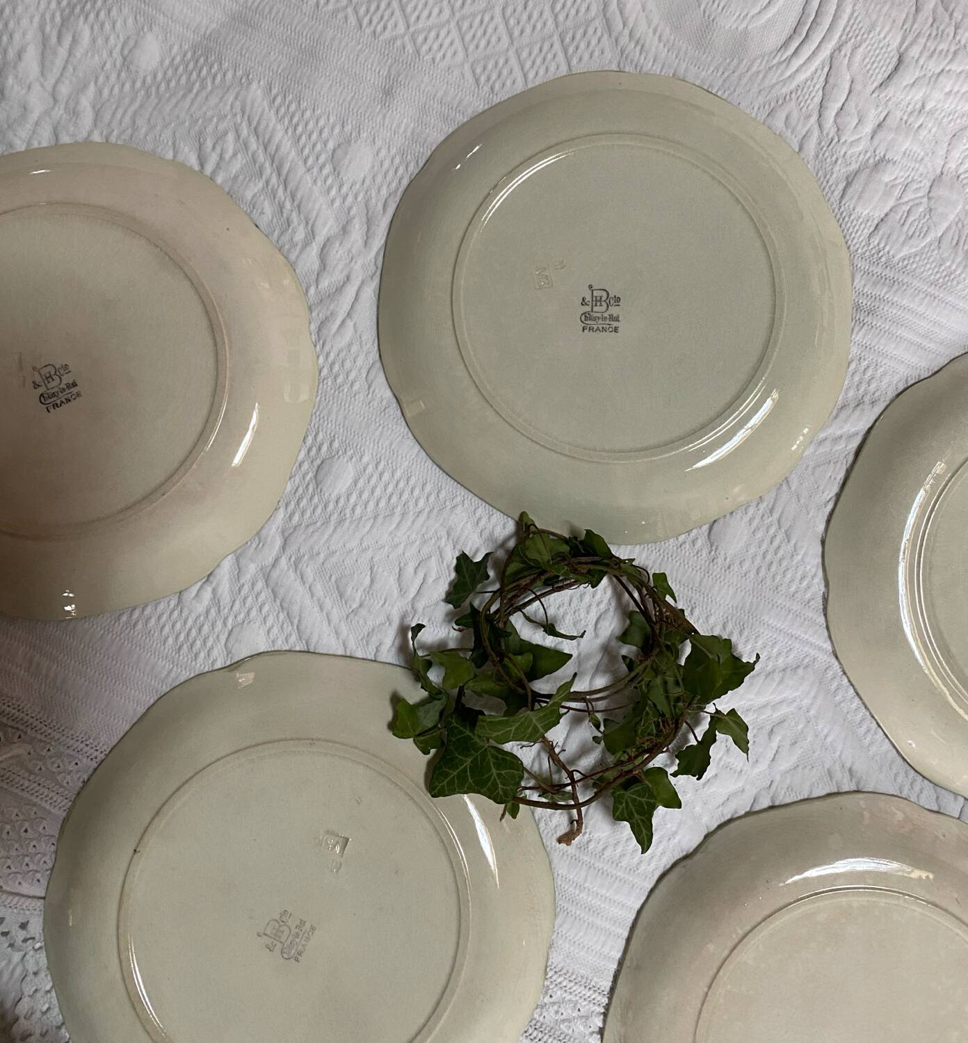 Set of 5 Choisy le Roi 19th century majoline plates