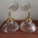 Pair of holophane tulip wall lights
