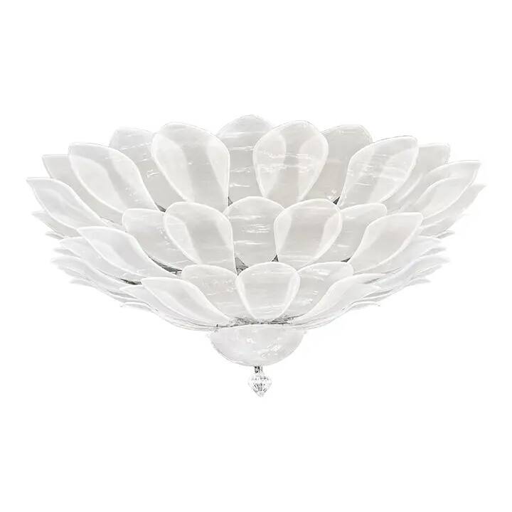 Huge Contemporary Imperial Sanded “Petals” Murano Glass Flush Mount by Simo