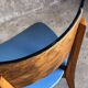 Pair of vintage bistro chairs in wood and light blue vinyl