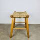 Bull stool straw and wood, Swiss design, 1950s