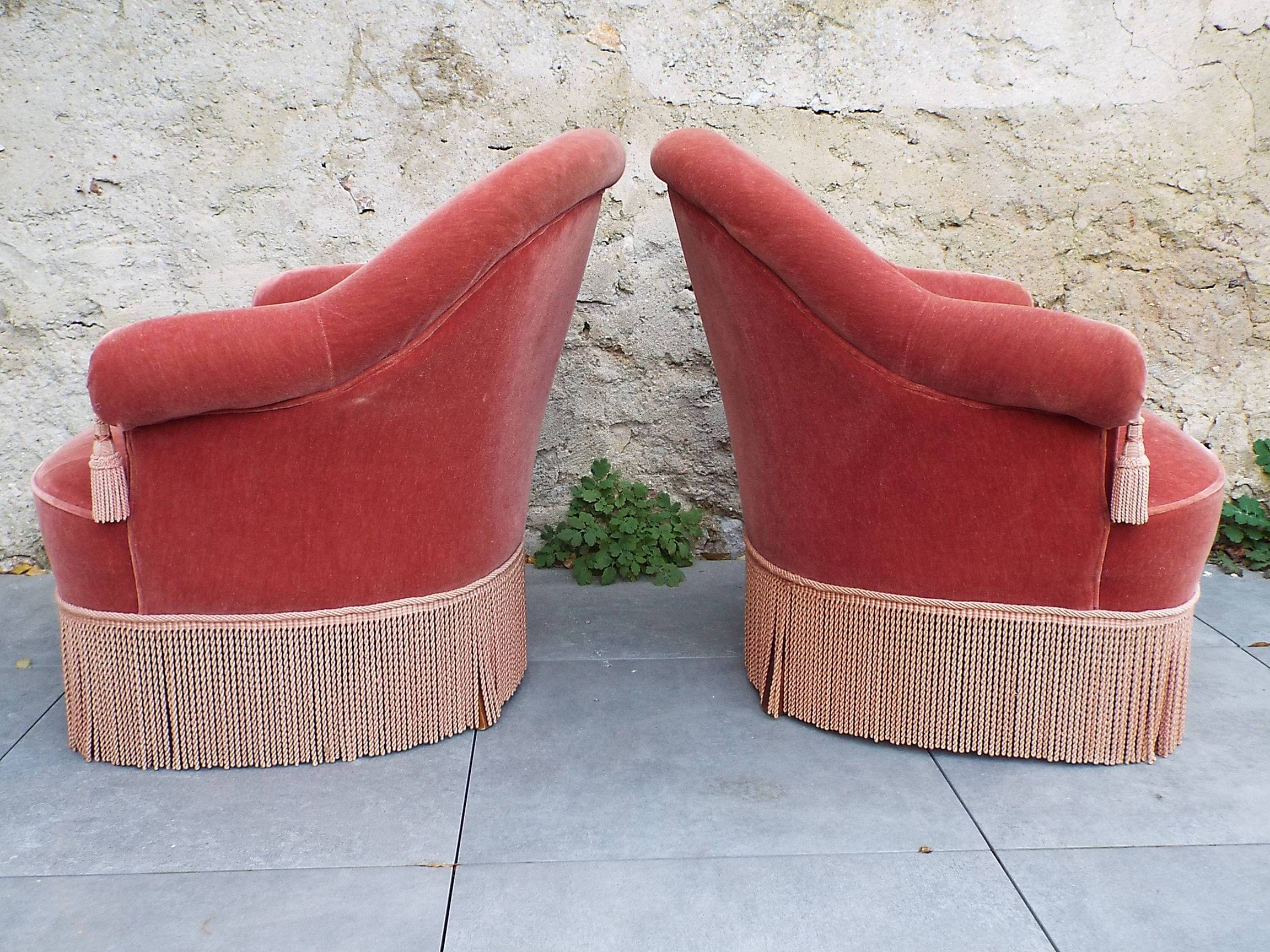 Paire de fauteuils crapaud velours