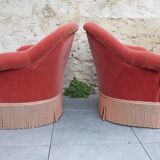 Paire de fauteuils crapaud velours