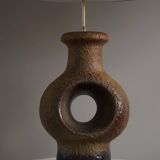Modern Danish ceramic table lamp, large sizes, green/brown colours, 1960s.