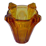 Vase art deco granité dégagé a l'acide & émaillé