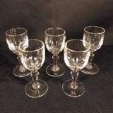 5 old blown glass liquor glasses
