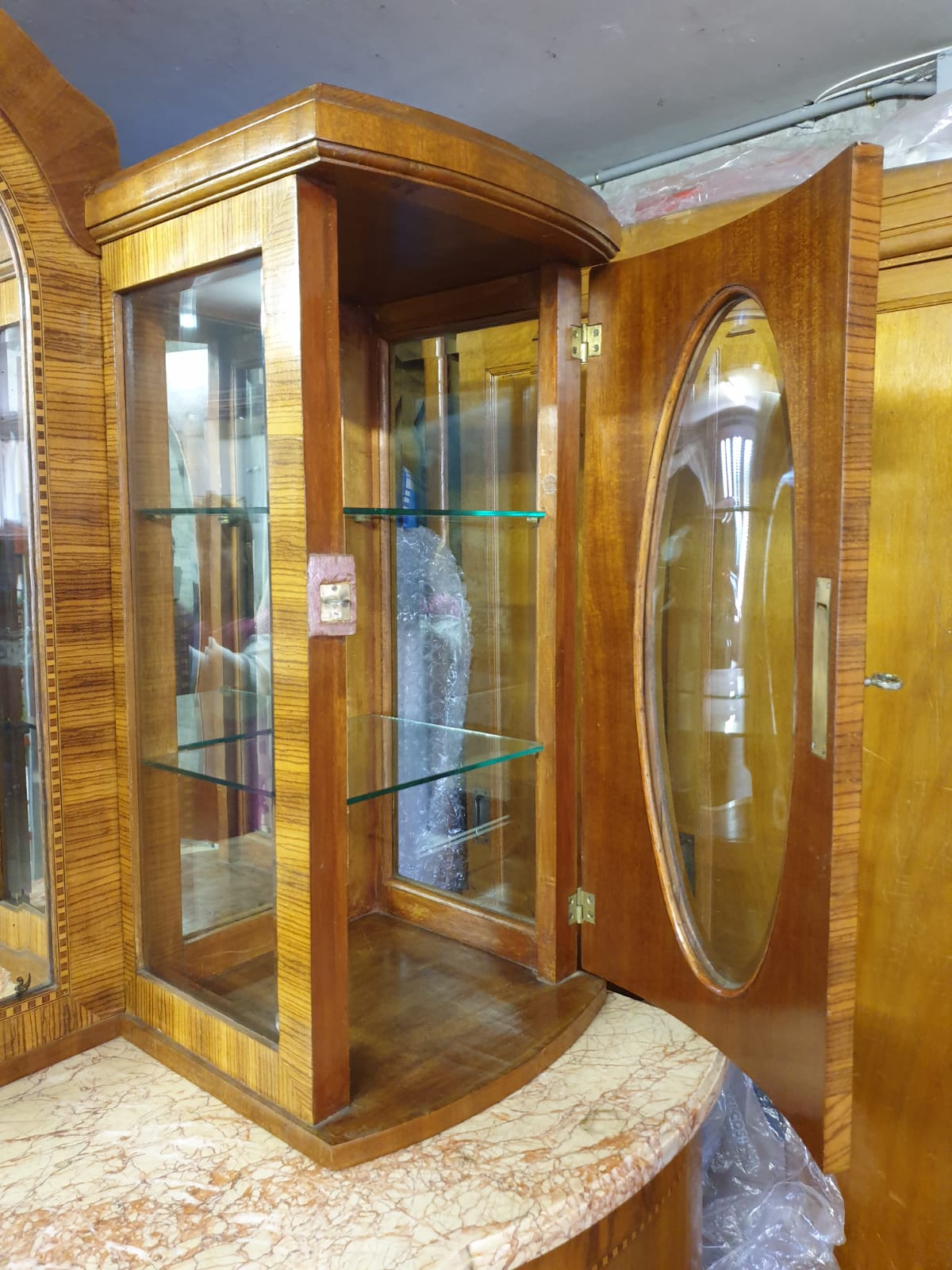 Art Deco showcase sideboard in merisier et zebrano