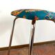 Vintage stool - Upcycling - tapestry - Romy green