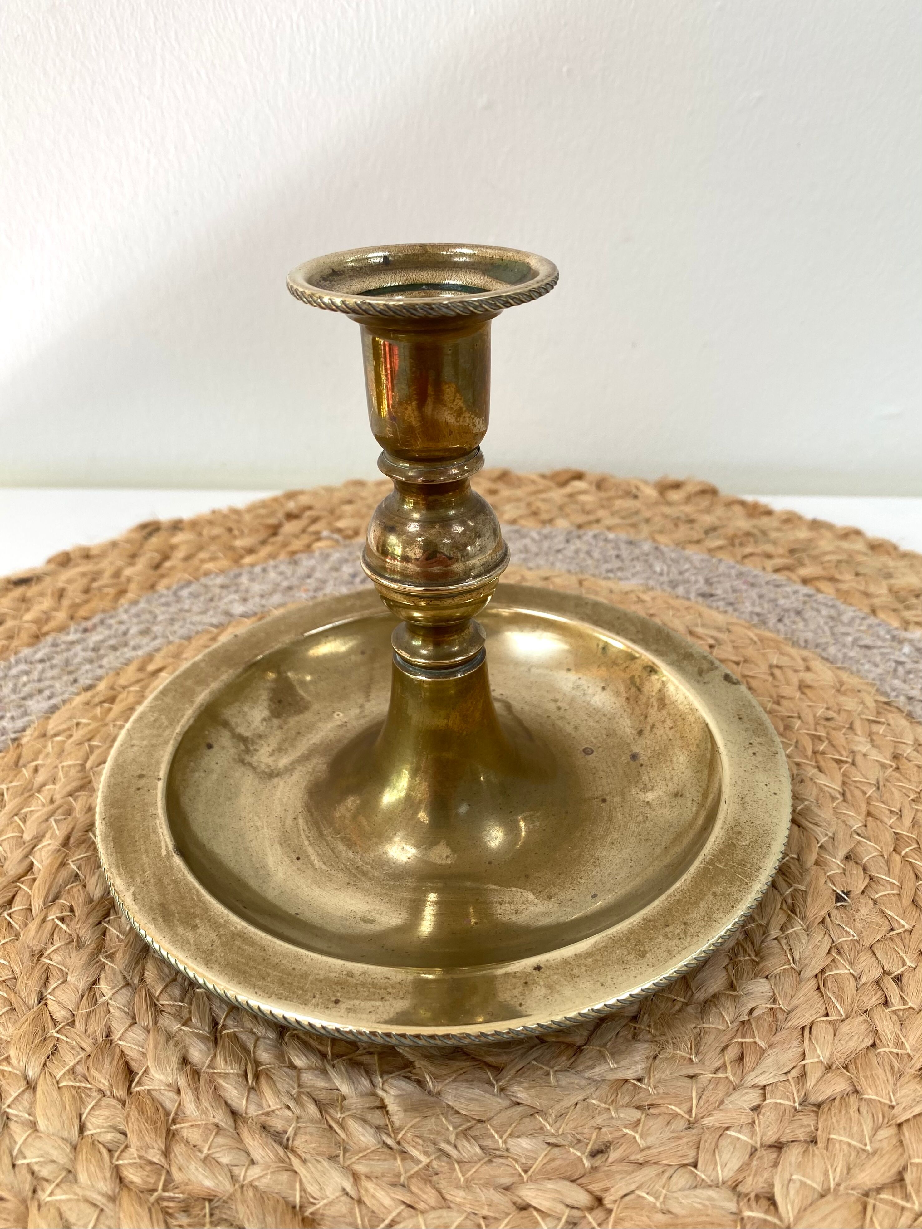 Antique brass candle holder