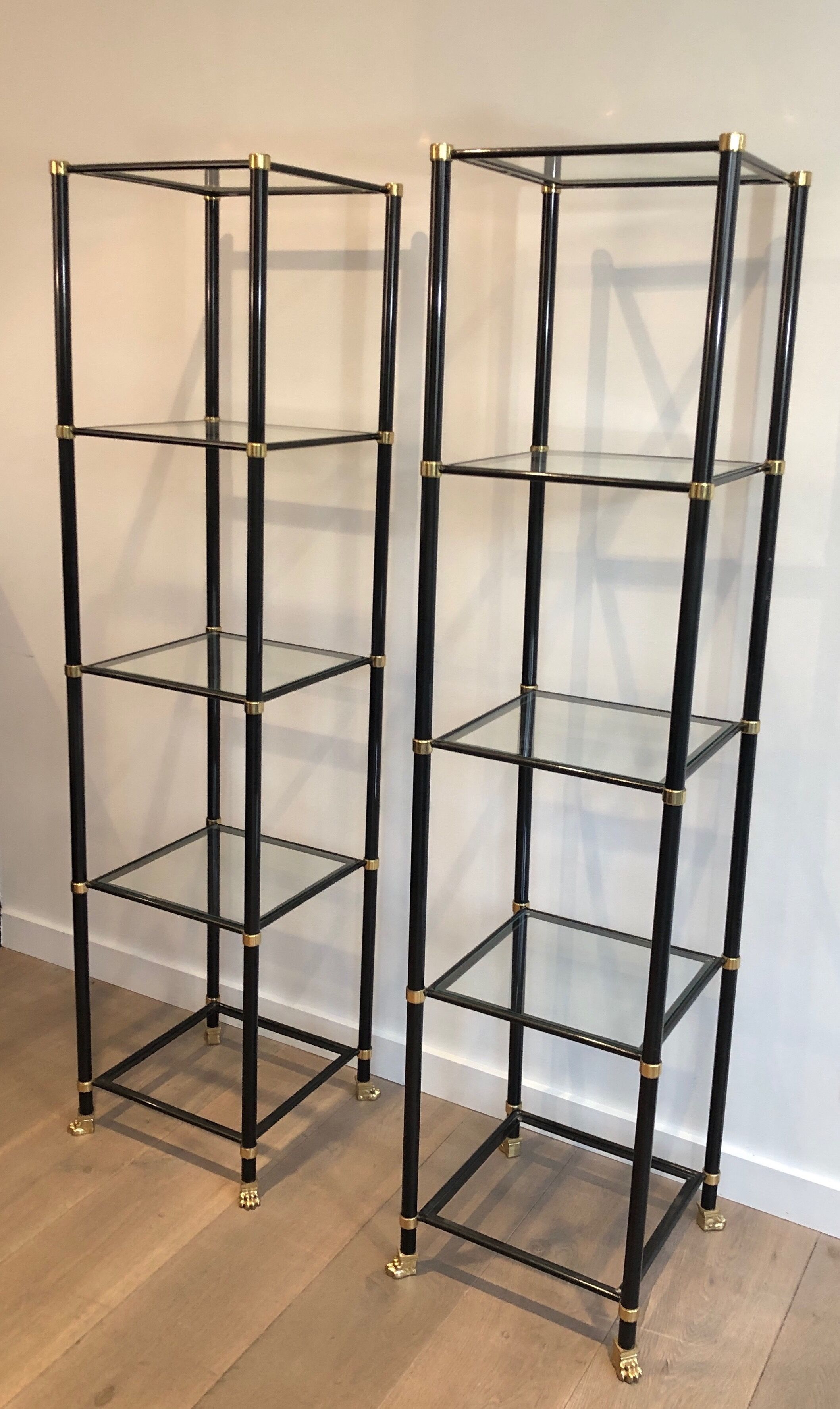 Pair of metal shelves by Guy Lefèvre for Maison Jansen 70s