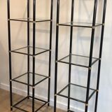 Pair of metal shelves by Guy Lefèvre for Maison Jansen 70s