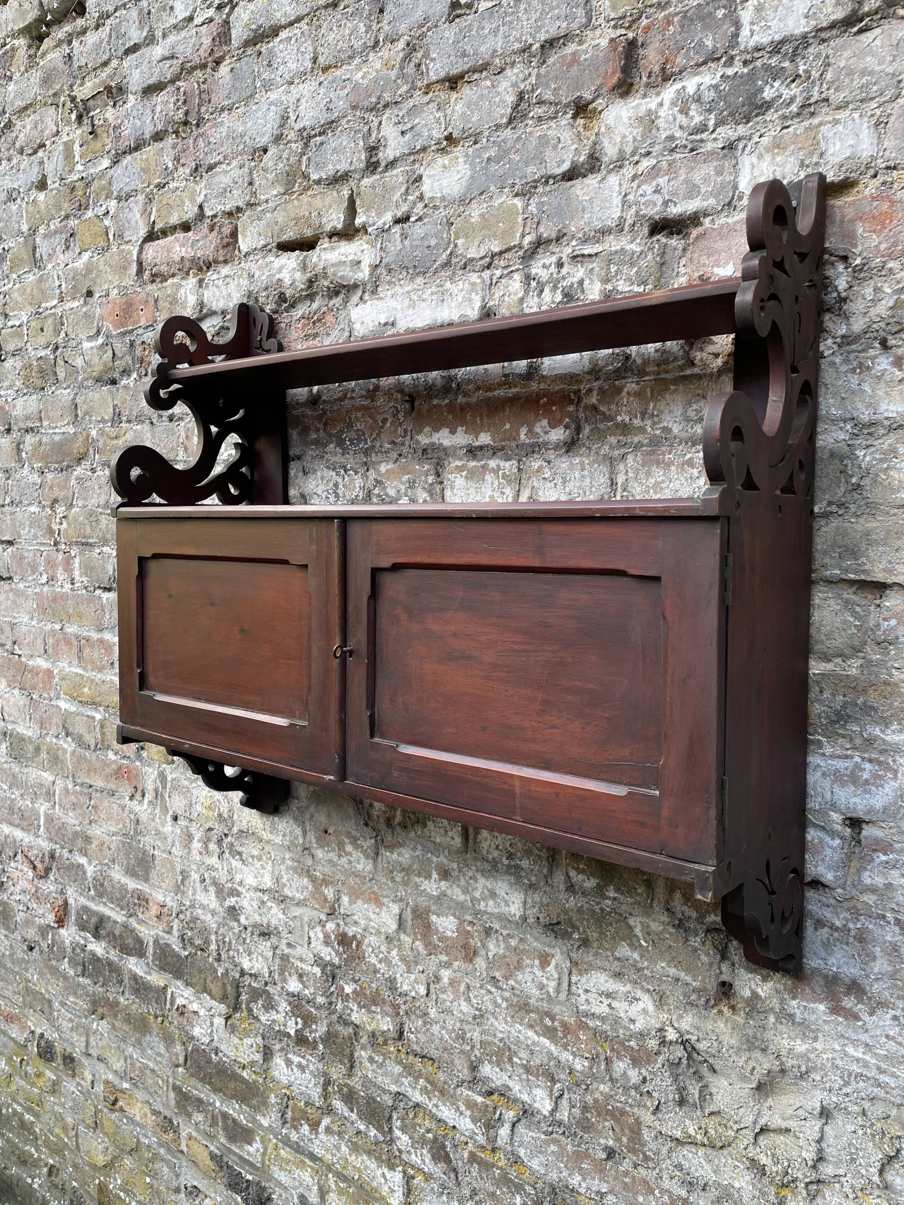 Antique mahogany wall cabinet/shelf