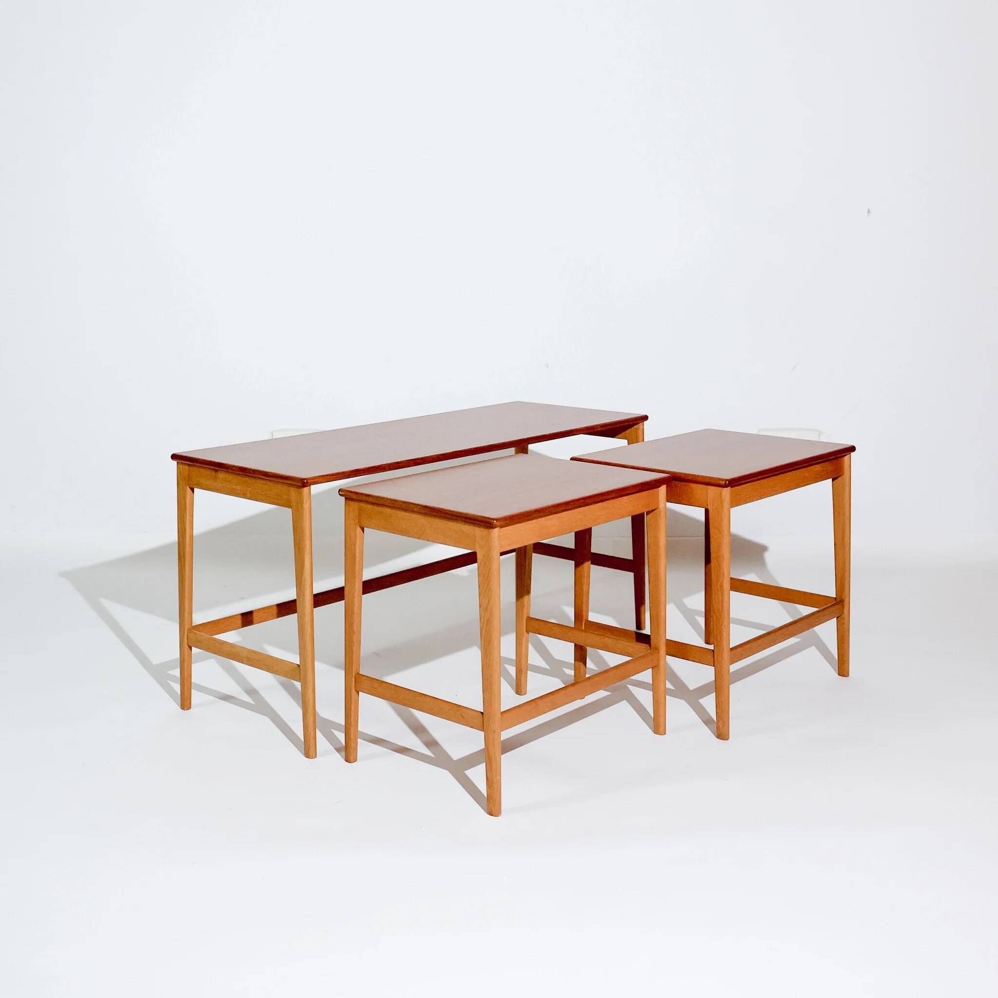 Vintage set of three nesting tables by Bra Bohag, Bjärnum, teak, 1960s.