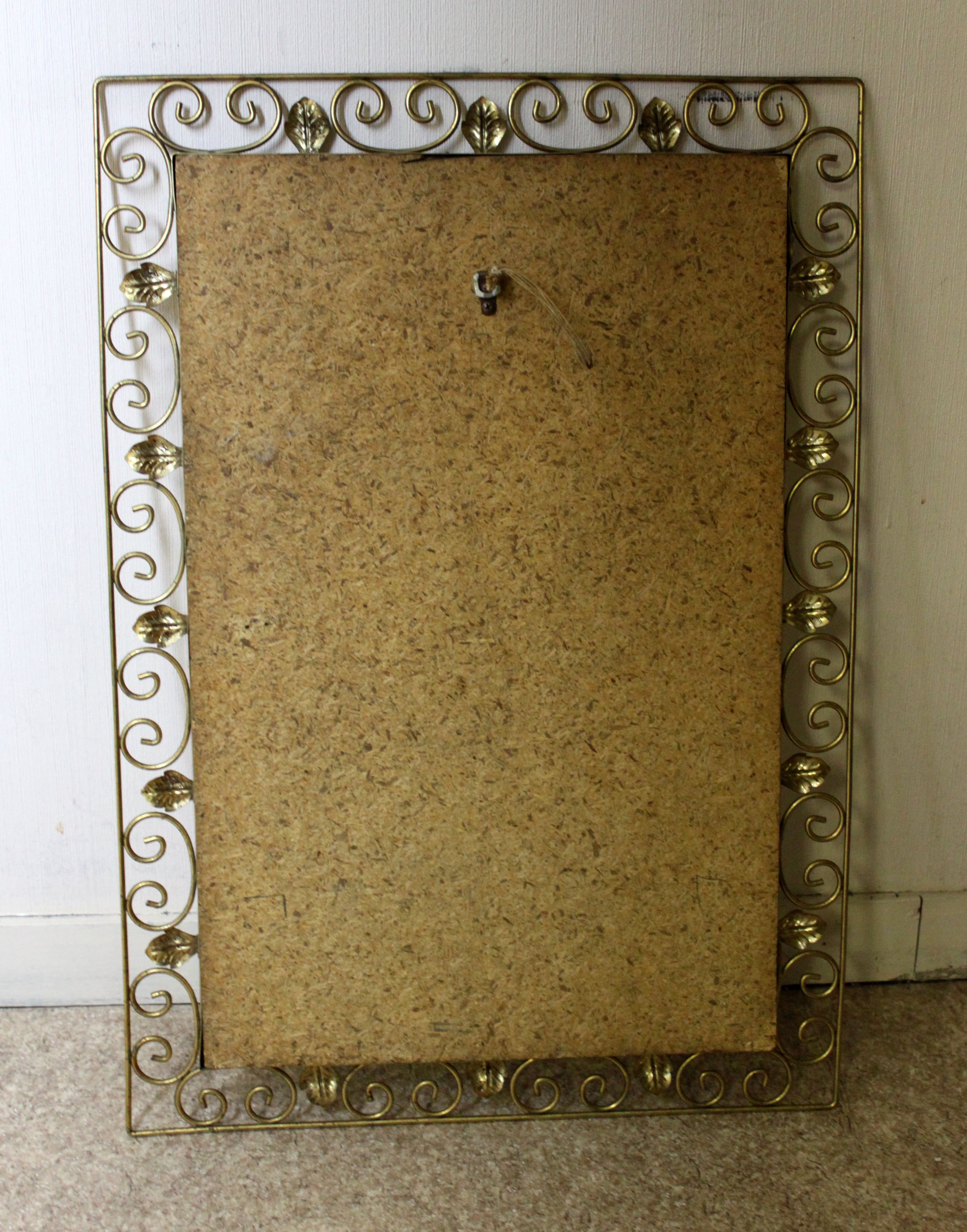 Gold wrought iron art deco mirror, 1940 - 68x50cm
