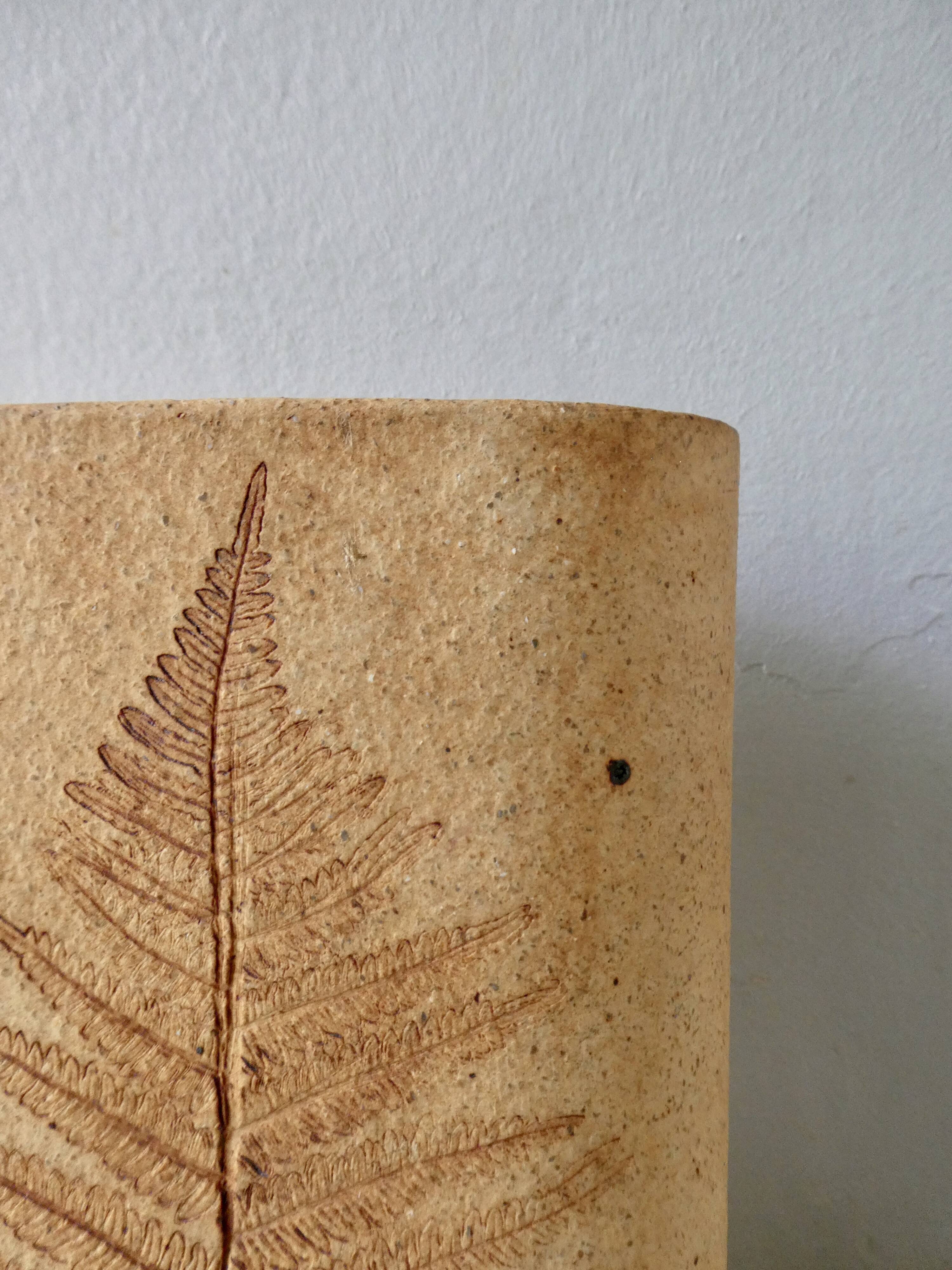 Ceramic vase decorated herbarium by Raymonde Leduc, Vallauris