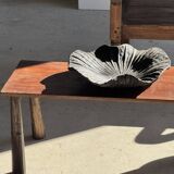 Black solid mango side table (monoxyle) with conical legs