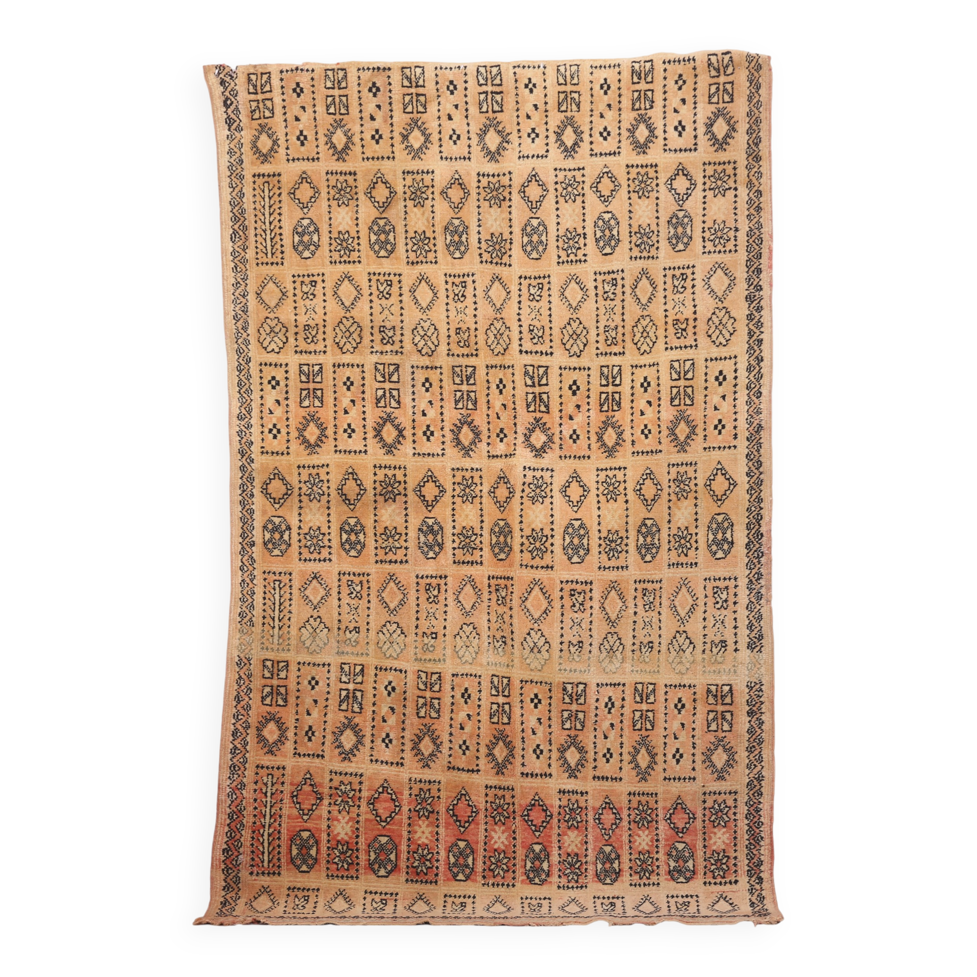 Tapis marocain vintage 134 x 221 cm - Tapis en laine berbère - Tapis fait main authentique