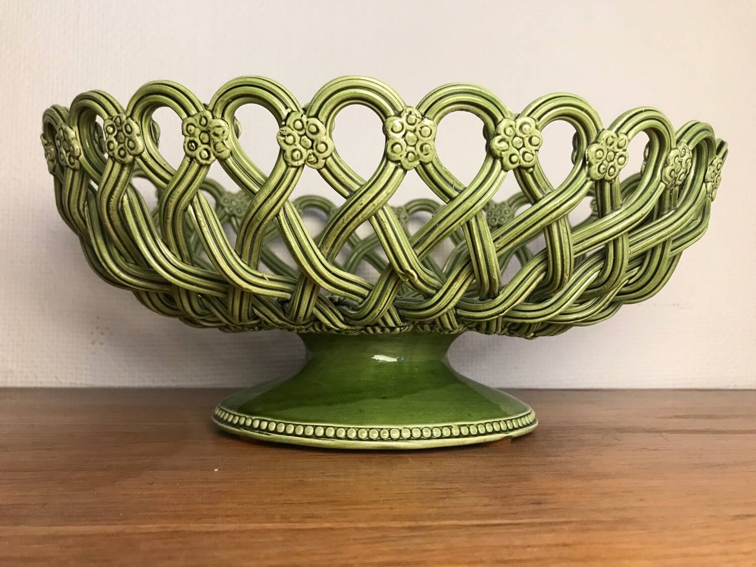 Homemade ceramic woven basket Pichon Uzès 1960 vintage
