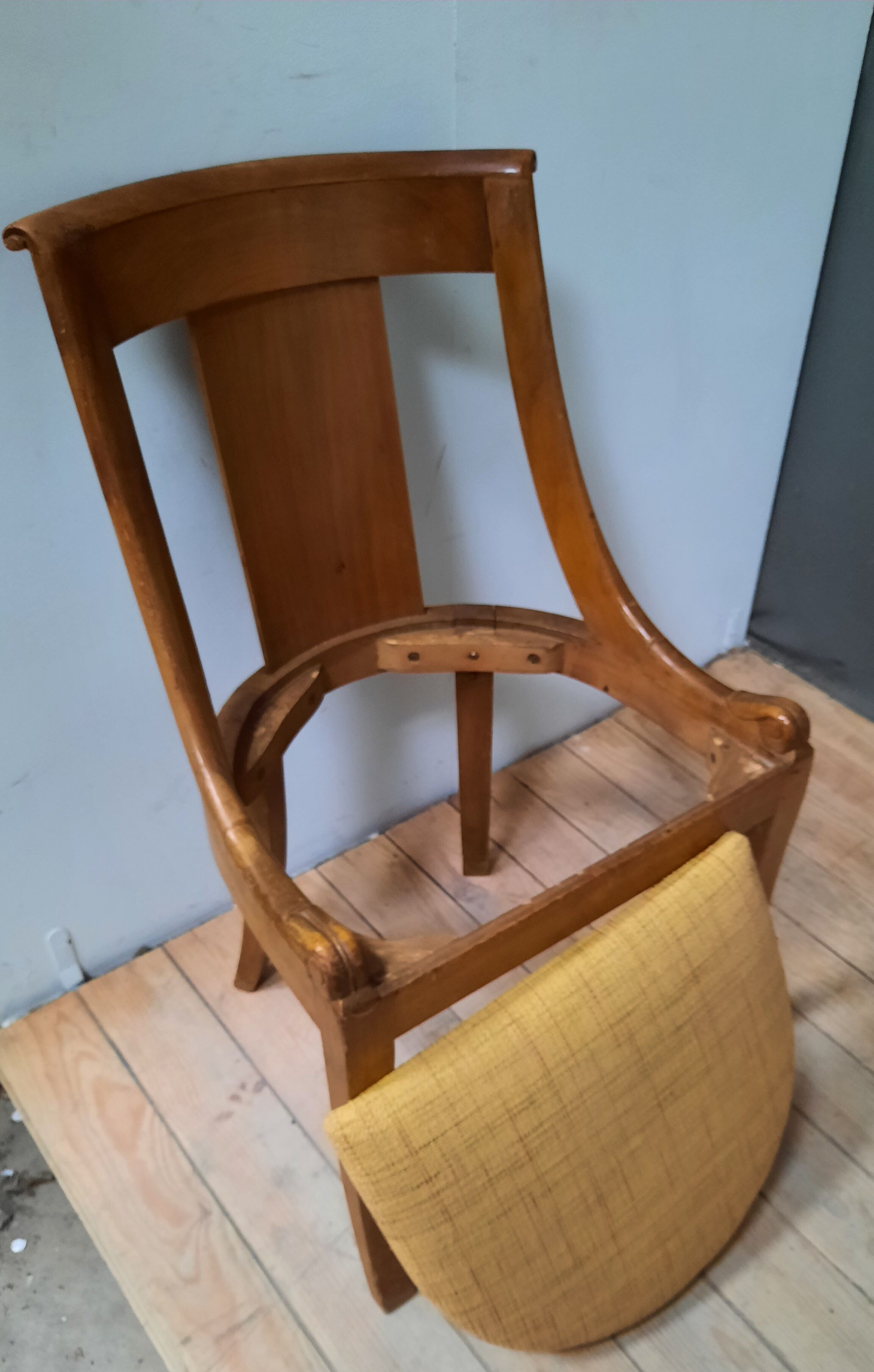 Pair of gondola chairs made of cherry tree