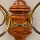 Antique wall coat rack in turned wood and gilded metal, circa 1900-1930.