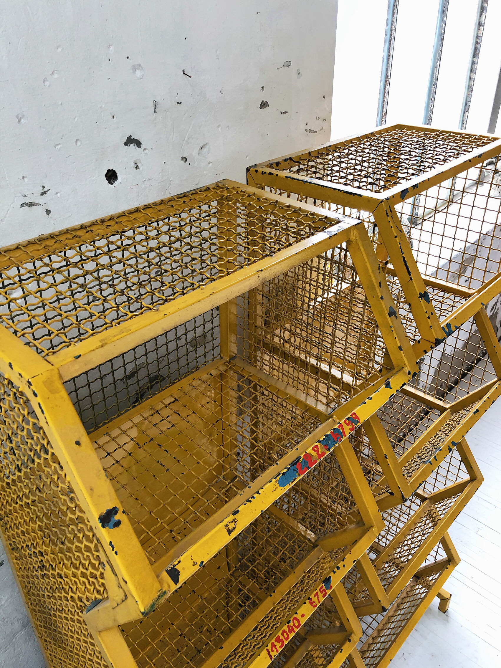 Industrial storage shelves yellow