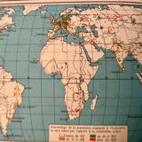 Old lithograph world map of 1951 (large format)