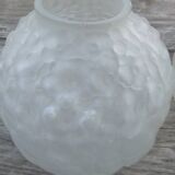 Art Deco ball vase pair with flower and leaf decor