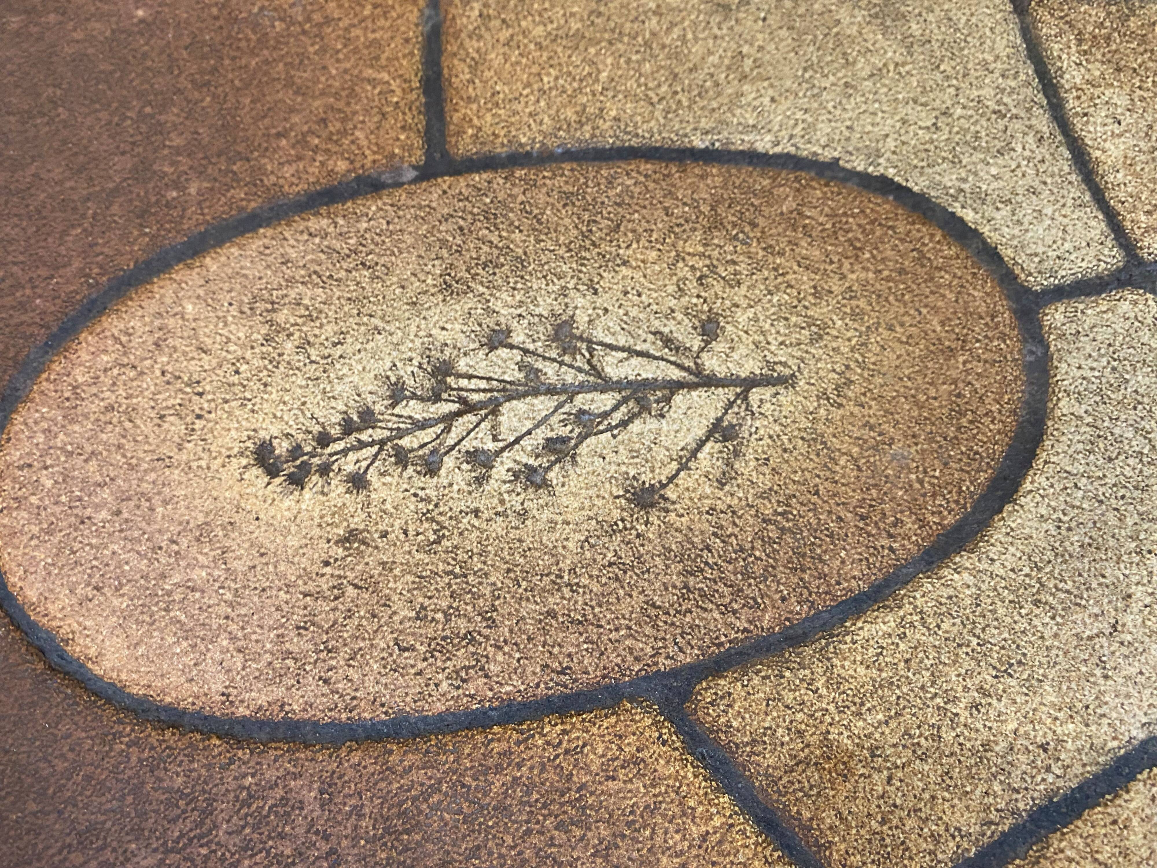 Round oval ceramic coffee table by Barrois Vallauris, 1960, herbarium model
